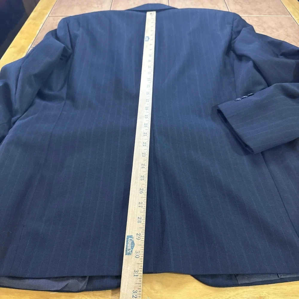 Towncraft Blue Pin Stripe 2-Piece Suit Sz 42R Jacket 38 x 32 Pant VTG Wool Blend